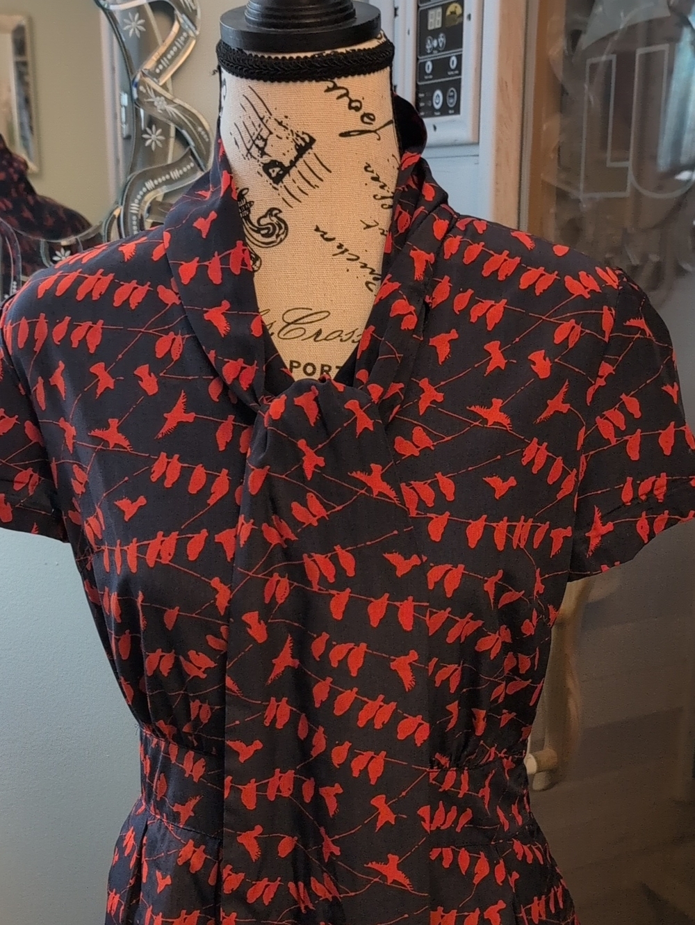 Pink Martini Black & Red Printed Short-Sleeve Fit-and-Flare Dress